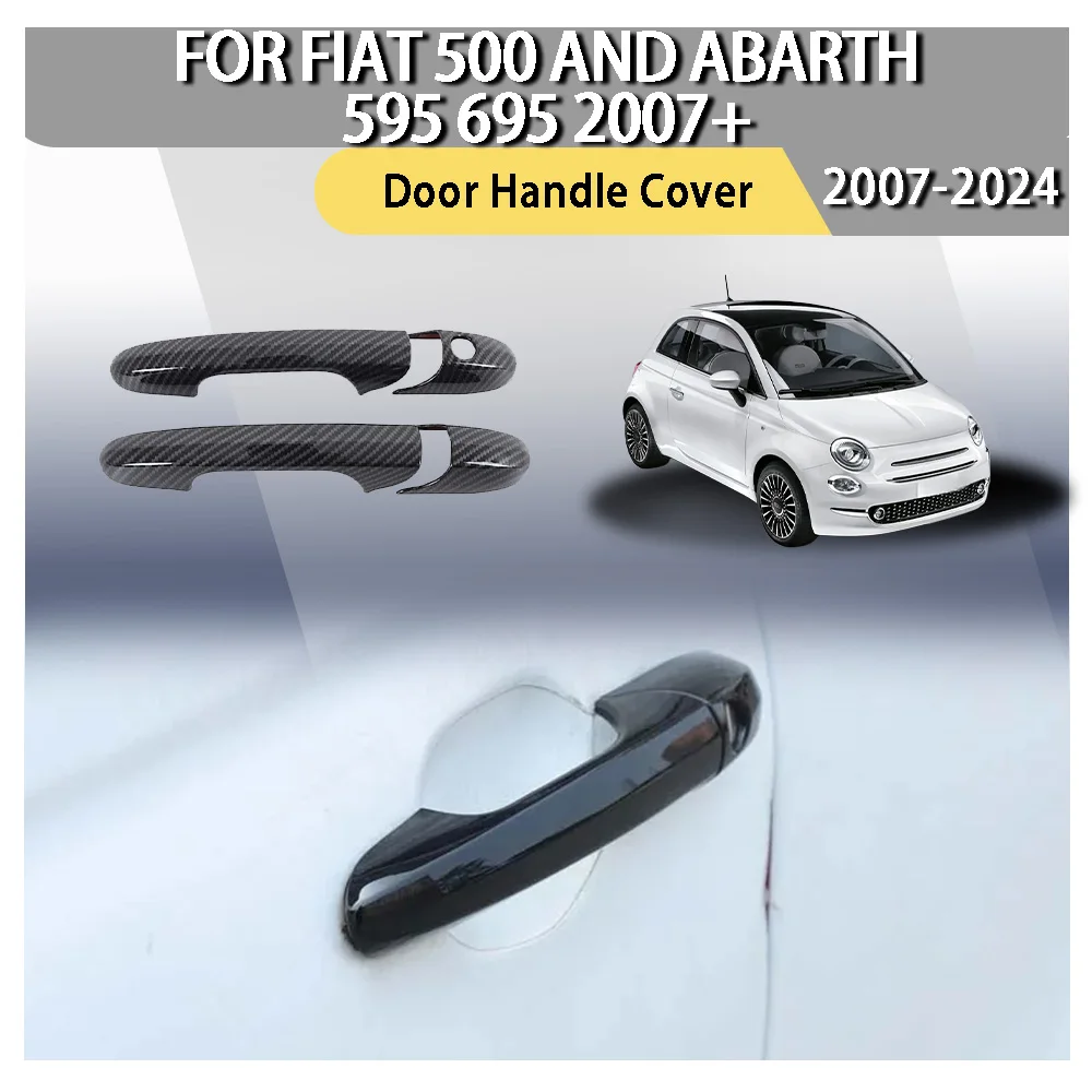 

Door Handle Cover For Fiat 500 And Abarth 595 695 2007/Glossy Black Car Door Handles Decorative Cover Trim Exterior Accessories