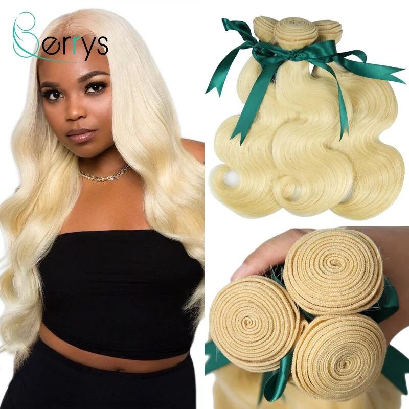 

10A 613 Blonde Bundles 3/4 PCS Brazilian 100% Human Hair Weave Body Wave Virgin Hair Double Weft Hair Extensions 10-30 inch