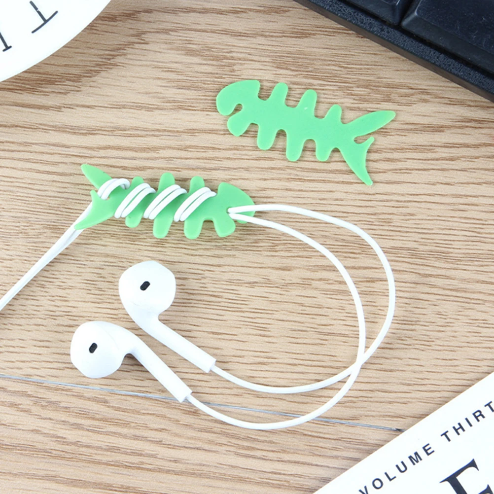

200Pcs Fish Bone Shape Cable Storage Organizer Silicone Winder Earphone Fixer for Tangle-Free