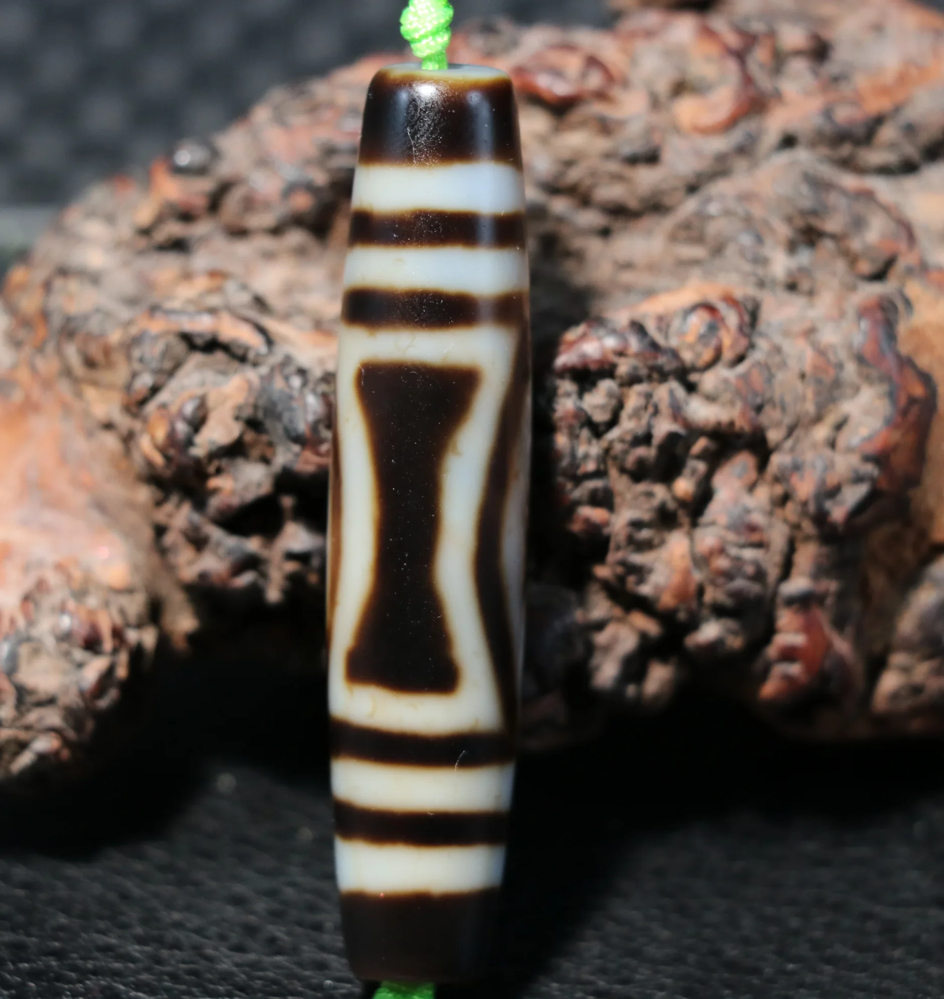 

No.210126N14 Ultra Energy Tibetan Top Old Agate Pure Harmonious Heaven&Earth dZi Bead Totem Pendant LS Rare Good Saurces