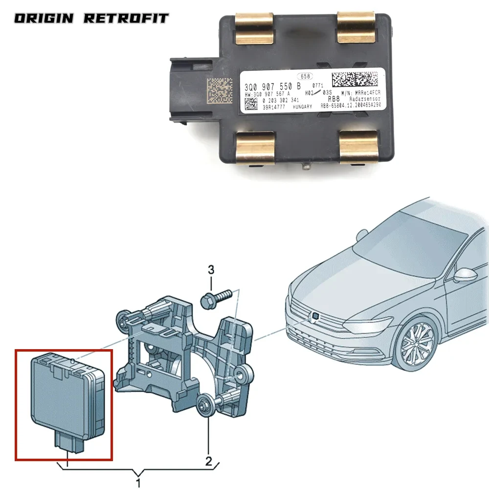 

3Q0 907 550 B for Passat Variant B8 Superb Adaptive Cruise Control Radar Sensor ACC Probe