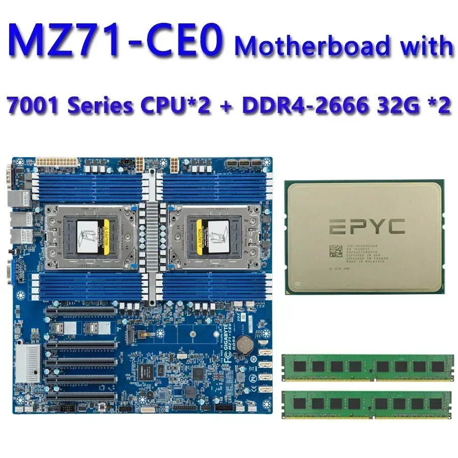 MZ71-CE0 REV.1.X Motherboard  /  32GB DDR4-2666 EPYC 7261 7251 7371 7351 7301 7281 735P 7451 7401 740P 7601 7551 7501 755P 7551P