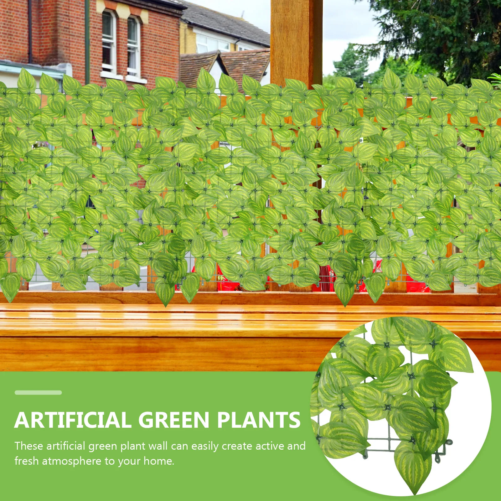 

1 Set Artificial Green Plant Simulated Leaf Balcony Decoration Outdoor Lifelike Privacy Fence Yard Greenery Garden Courtyard