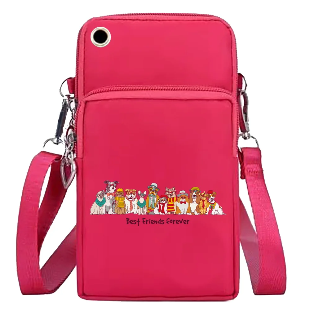 Mobile Phone Bag for Iphone/huawei/xiaomi/samsung Universal Shoulder Bags Wrist Pack Arm Bags with Headset Hole Dog Pattern