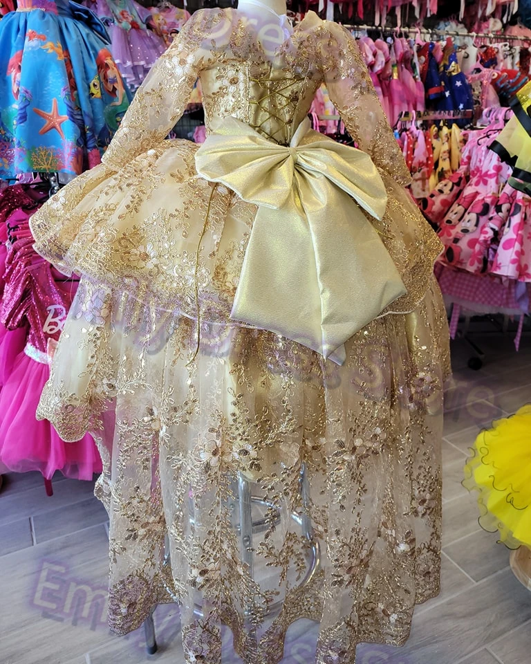 

Customized Champagne Flower Girl Dress For Wedding Tulle Puffy Layered Cute Pleated Baby Kids Birthday First Communion Gown