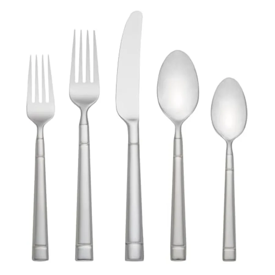 

Fair Harbor Flatware Set 18/10 Stainless Steel 45-Piece Dining Utensils for Home Kitchen Table Setting Modern Silver Finish Dur