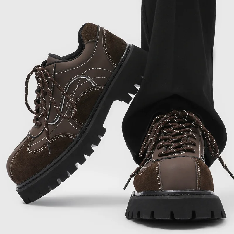 

High Quality Men's Shoes British Style Retro Derby Shoes for Men High-end Splicing Casual Big Head Shoes Punk Platform Sneakers