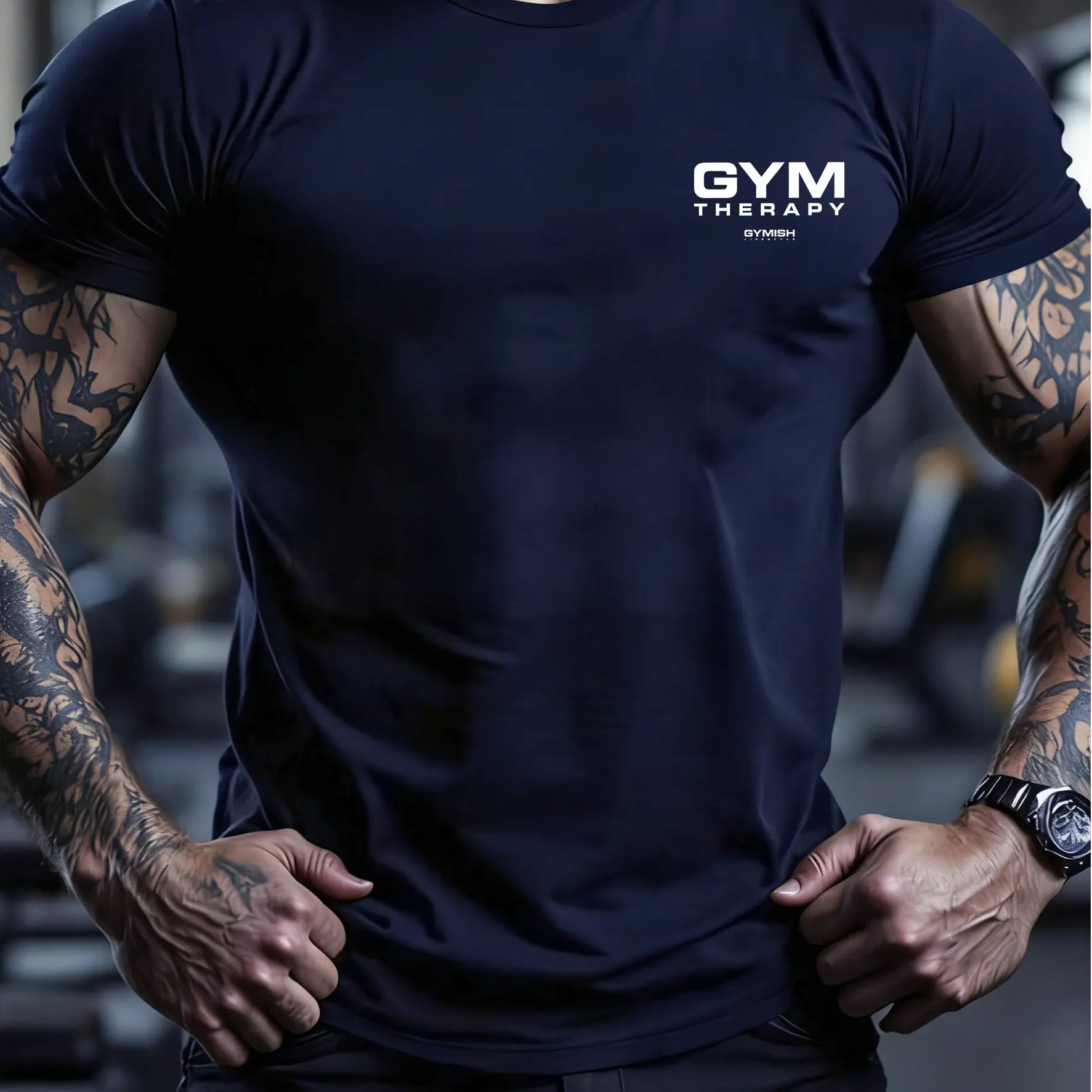 Neues Herren-Fitness-T-Shirt mit GYM-Buchstaben-Print, bequem und atmungsaktiv, Rundhals-T-Shirt für Outdoor-Sport. – Detail 9