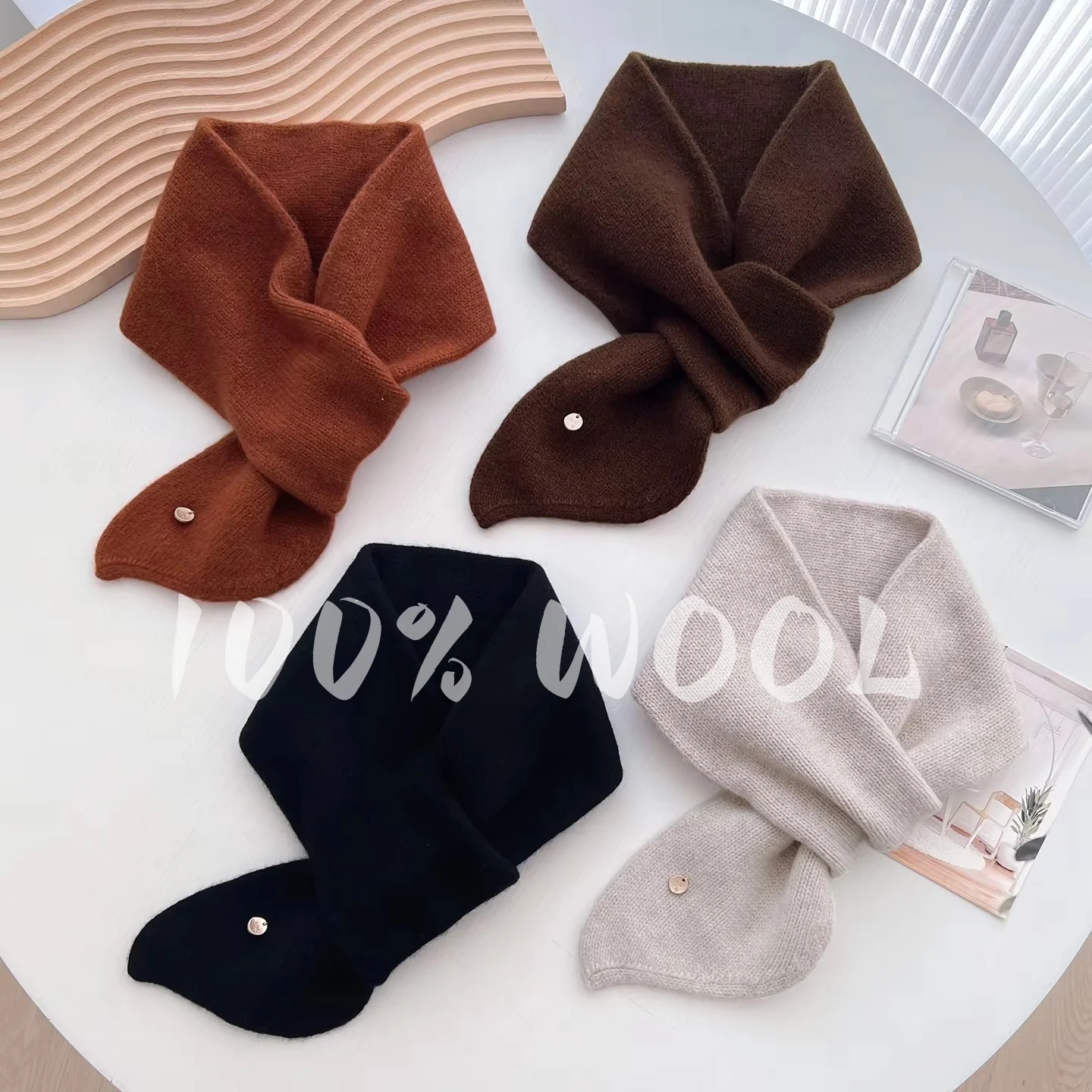 

Winter Wool 100% Scarf For Women Warm triangle Knit Scarves Hijab Solid Lady Shawl Wrap Female Pashmina Bandana Head Scarfs New