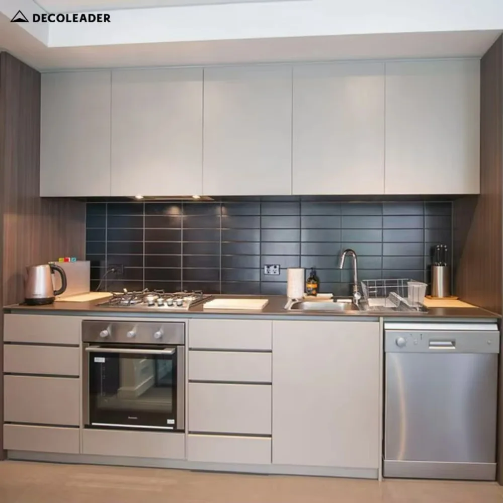 

Modular White Kitchenette Hotel Kitchen Cabinet with Finger Pull