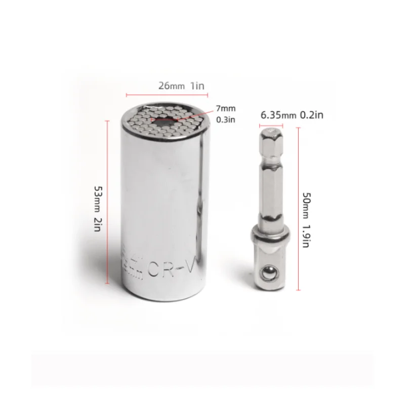 

7-19mm Fits Any Bolt - DIY Auto Repair Tool Kit，Universal Socket Wrench Set, Multi-Function Power Drill Adapter
