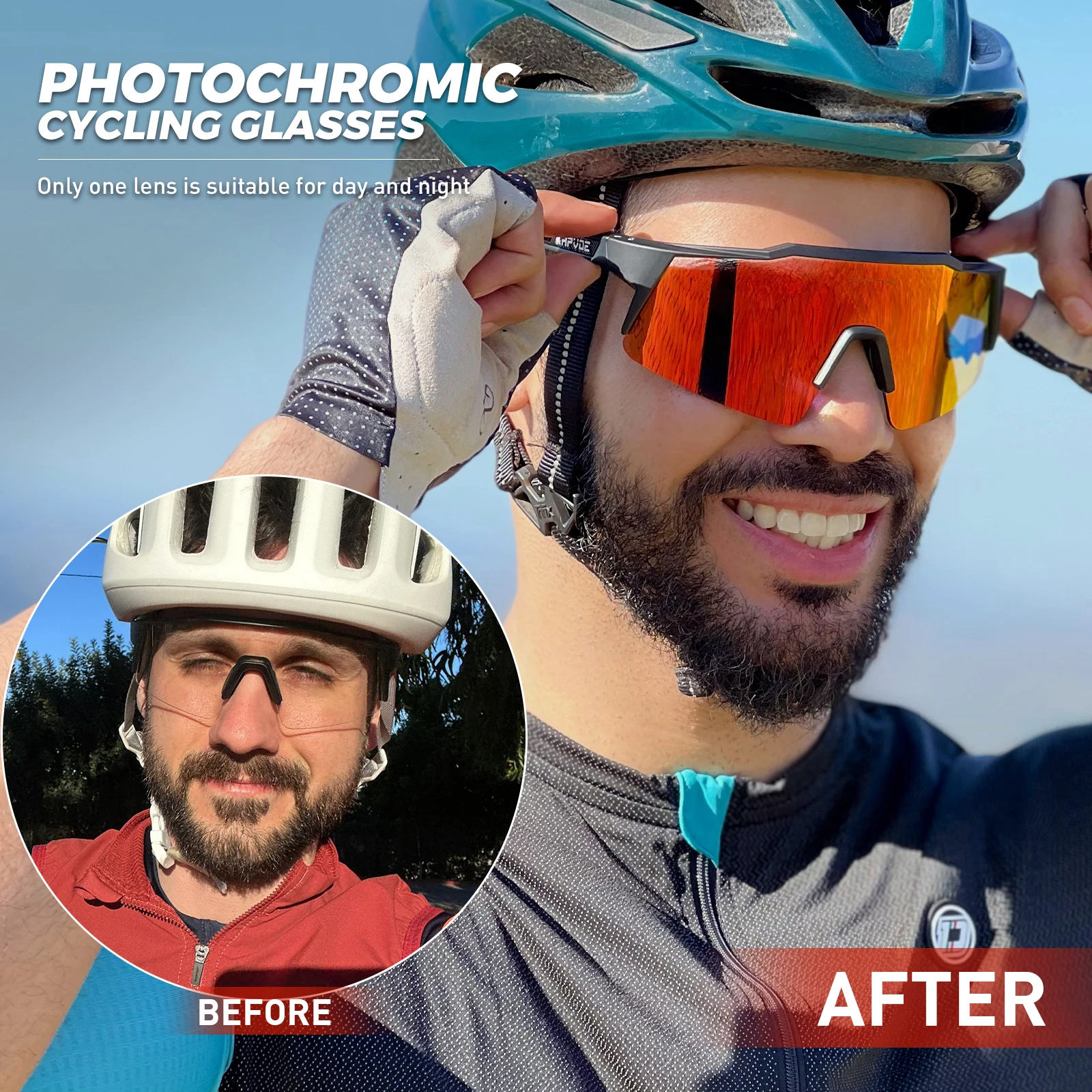 KAPVOE gafas de sol fotocromáticas para ciclismo para hombre, gafas de ciclismo MTB para mujer, gafas de bicicleta de carretera UV400, gafas de sol