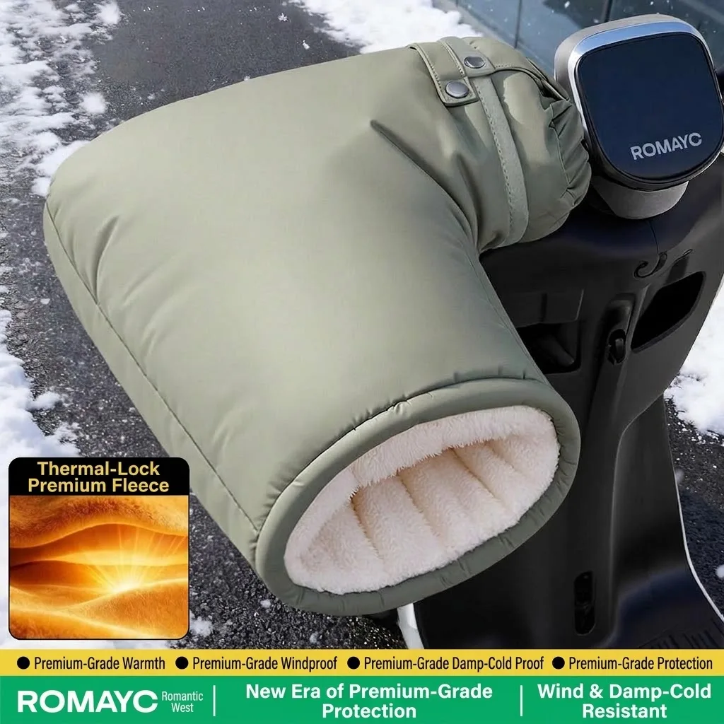 Winter Motorcycle Handlebar Gloves Thick Fleece Warm Waterproof Windproof Electric Scooter Handle Mitts Universal Hand Protector