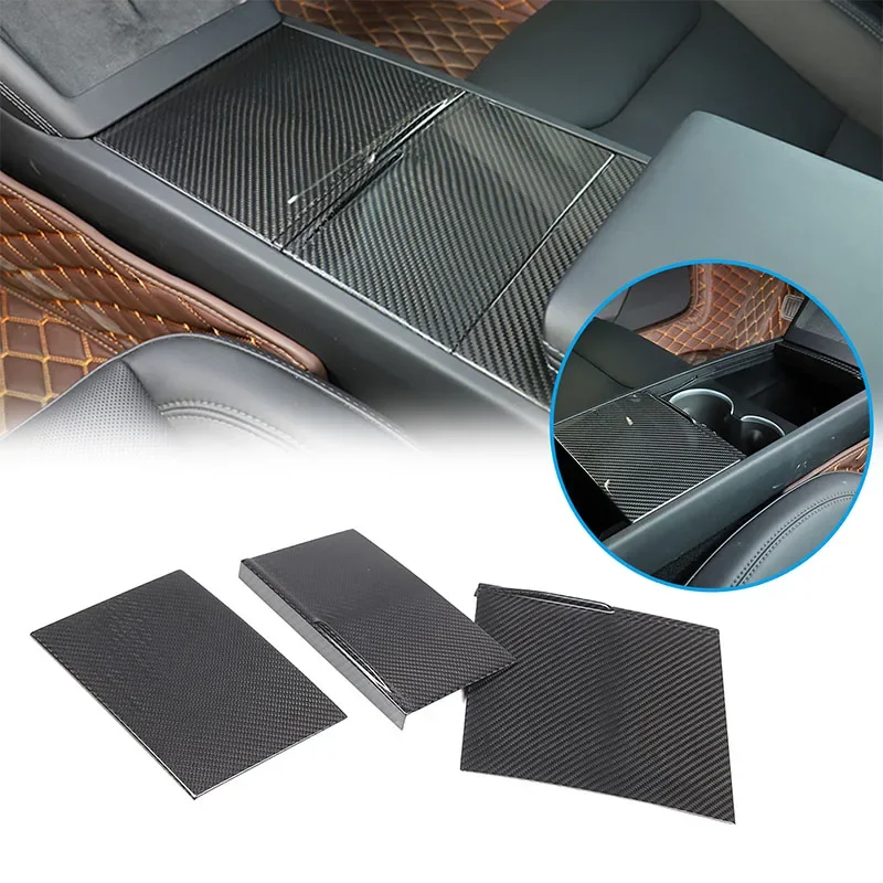 

For Tesla Model 3 2023 + Car Center Console Panel Protective Cover Real Carbon Fiber Interior Accessories