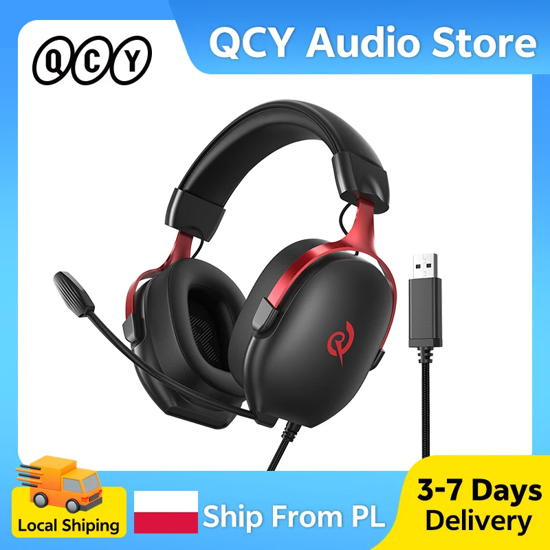 QCY VN200 Pro Gaming-Headset 7.1 Surround Sound 40mm Treiber Kabelgebundene Multiplattform Over-Ear-Kopfhörer 11 EQ für Spiele, Filme und Musik