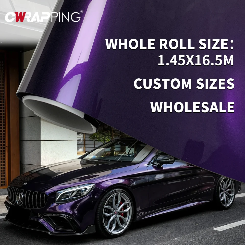 

Car Sticker Vinyl for Motorcycle 145cmx300cm Car Film Covering Waterproof High Glossy PET Midnight Purple Auto Hood Roof Cover