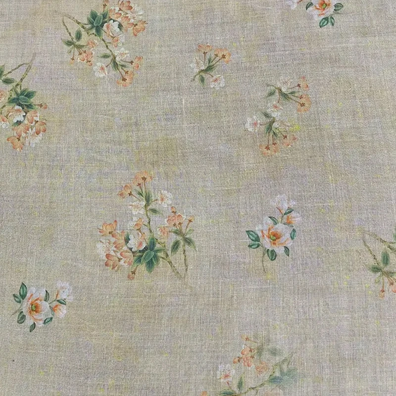 

Natural Pure Ramie Linen Printed Long Robe Fabric Chinese Style DIY Hand Sewing Summer Lightweight fabric linen fabric 100%