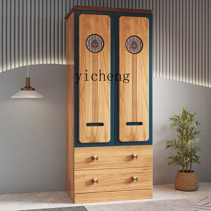 

Tqh Solid Wood Wardrobe Wooden Double-Door Simple Modern Furniture Children's Solid Wood Wardrobe