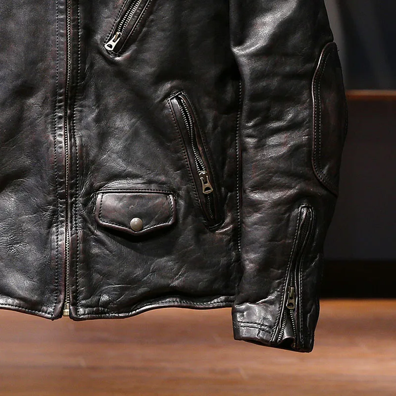 M-1 Asian Size Super Top Quality Heavy Genuine Japan Horse Leather Slim Classic Horsehide Stylish Rider Jacket