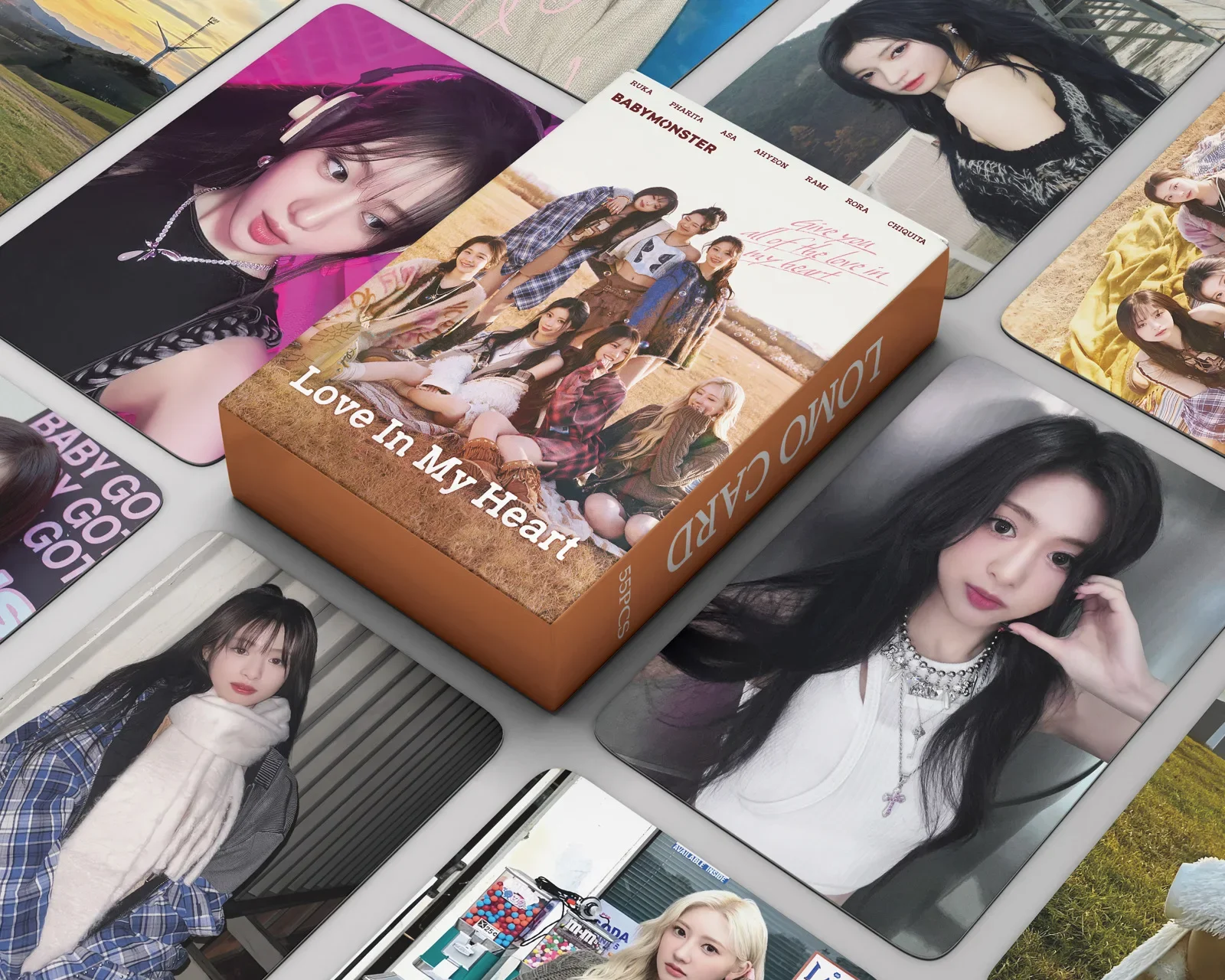 

55pcs/set Kpop BABYMONSTER New Album Love in My Heart Photo Cards Fans Collection Gift Lomo Cards
