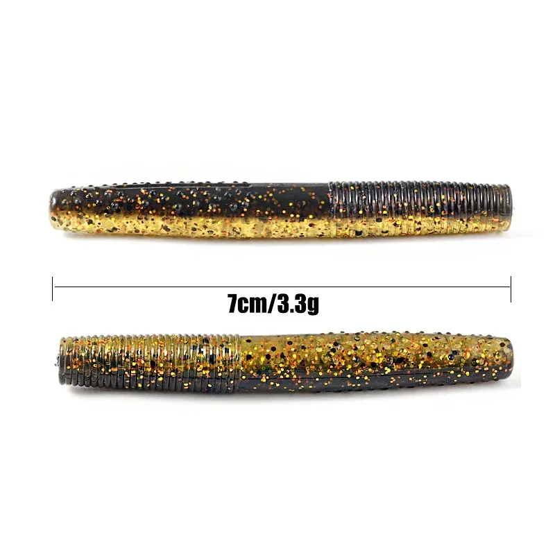 10pcs Worms Bass Fishing Lure Soft Plastic Artificial Bait Ned Wacky Rig Hill Floating Weightless Flexible Bait Wobbler