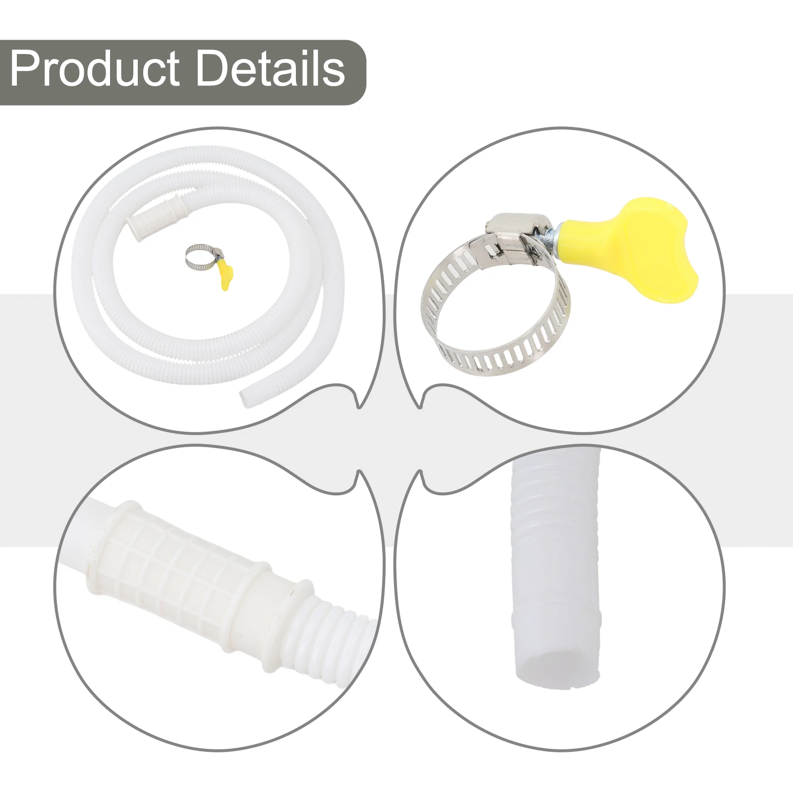 1 Uds manguera de entrada de agua TPE 1,5 M accesorios de manguera de drenaje de aire acondicionado reemplazo con abrazadera de acero inoxidable lavadora