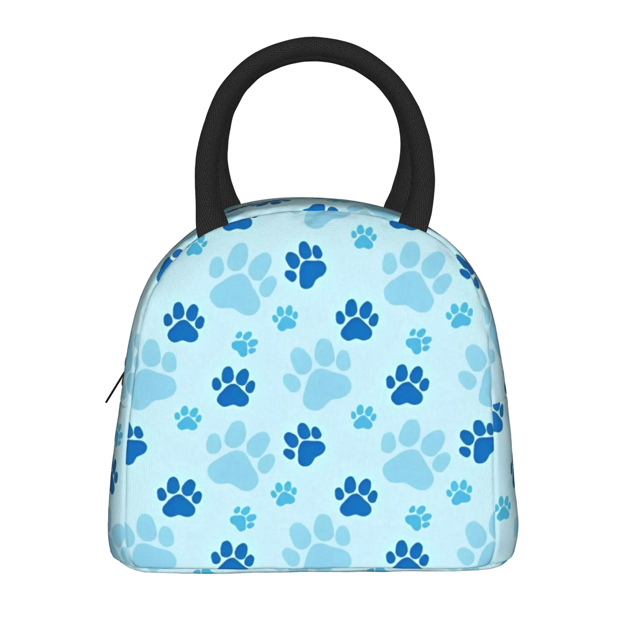 Blue Dog Footprint Insulated Lunch Bags High Capacity Cartoon  Meal Container Cooler Bag Lunch Box Tote Work  Travel Bento Pouch