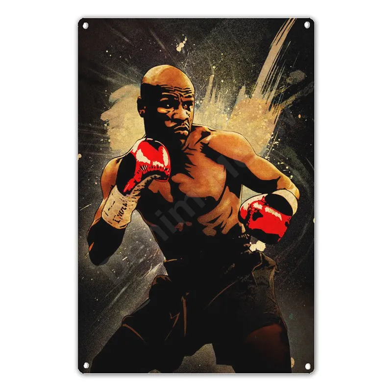 Boxing Champion Plaque Metal Tin Sign, Home Bar, Pub, Cafe, Club Wall Decor, Boxing Fans Iron Plates, Fighting Match Art Poster