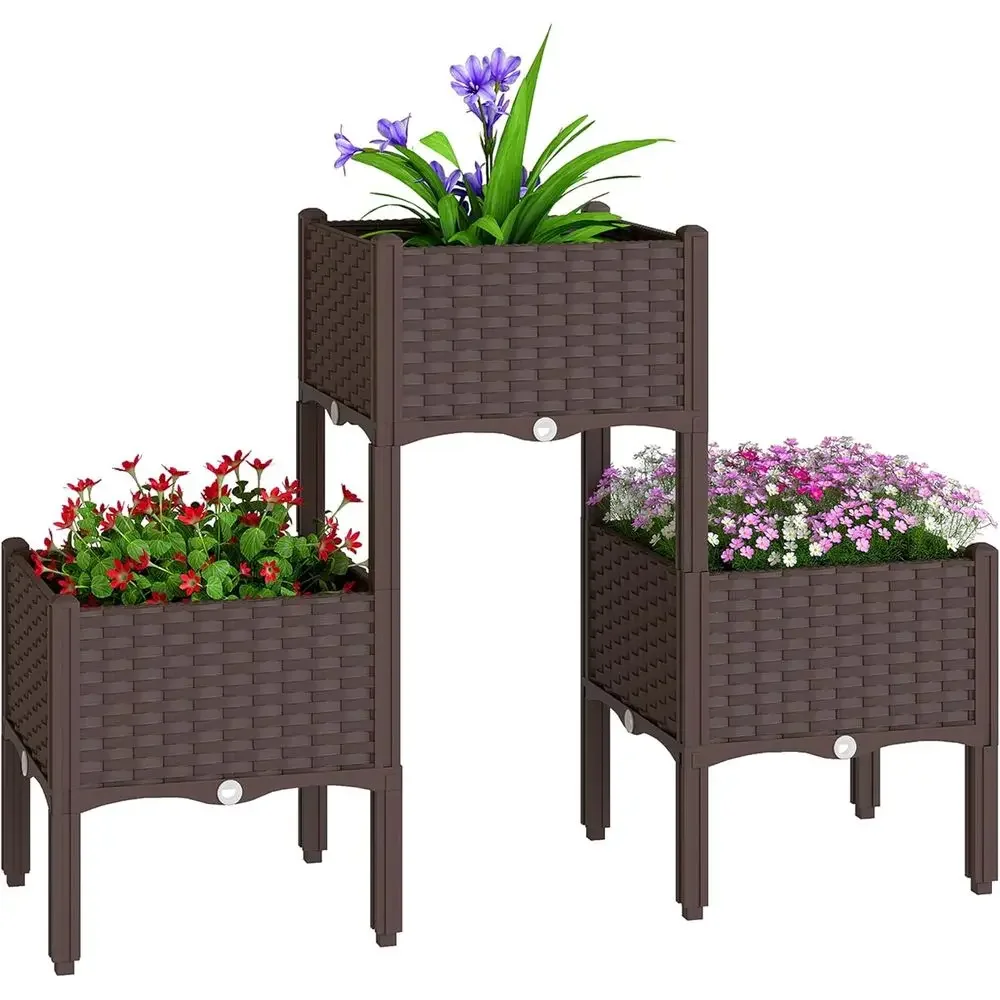 Raised Garden Bed with Legs, Watering Elevated Planter Box with Drainage, Easy Assembly Outdoor Planter for Patio Yard Balcony,