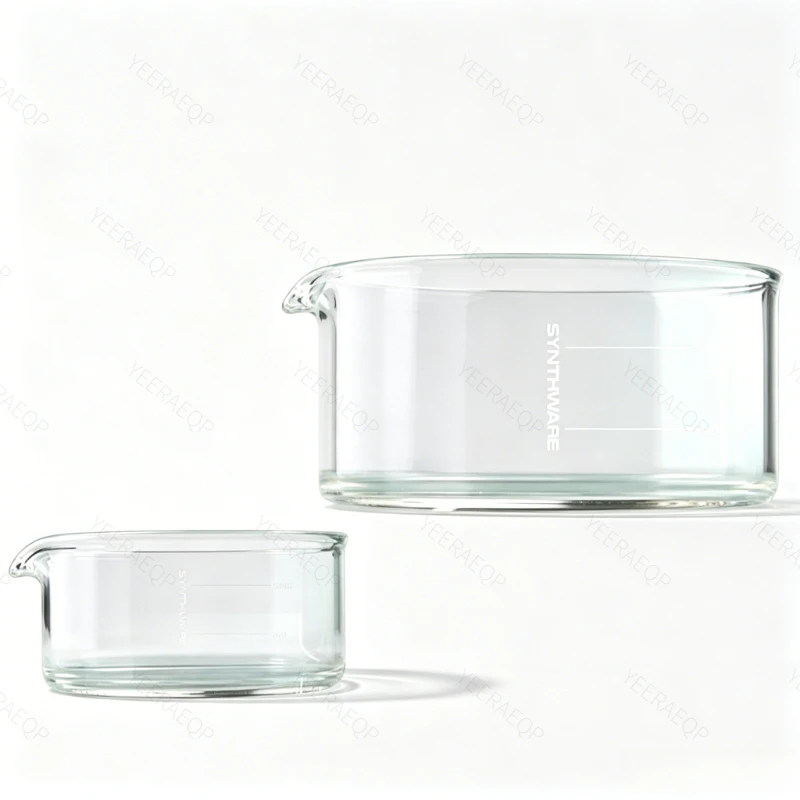 SYNTHWARE Model：P29, Crystallizing Dish with Spouts, Borosilicate Glass, Thick-Walled Evaporating Dish, 100ml/250ml/2000ml