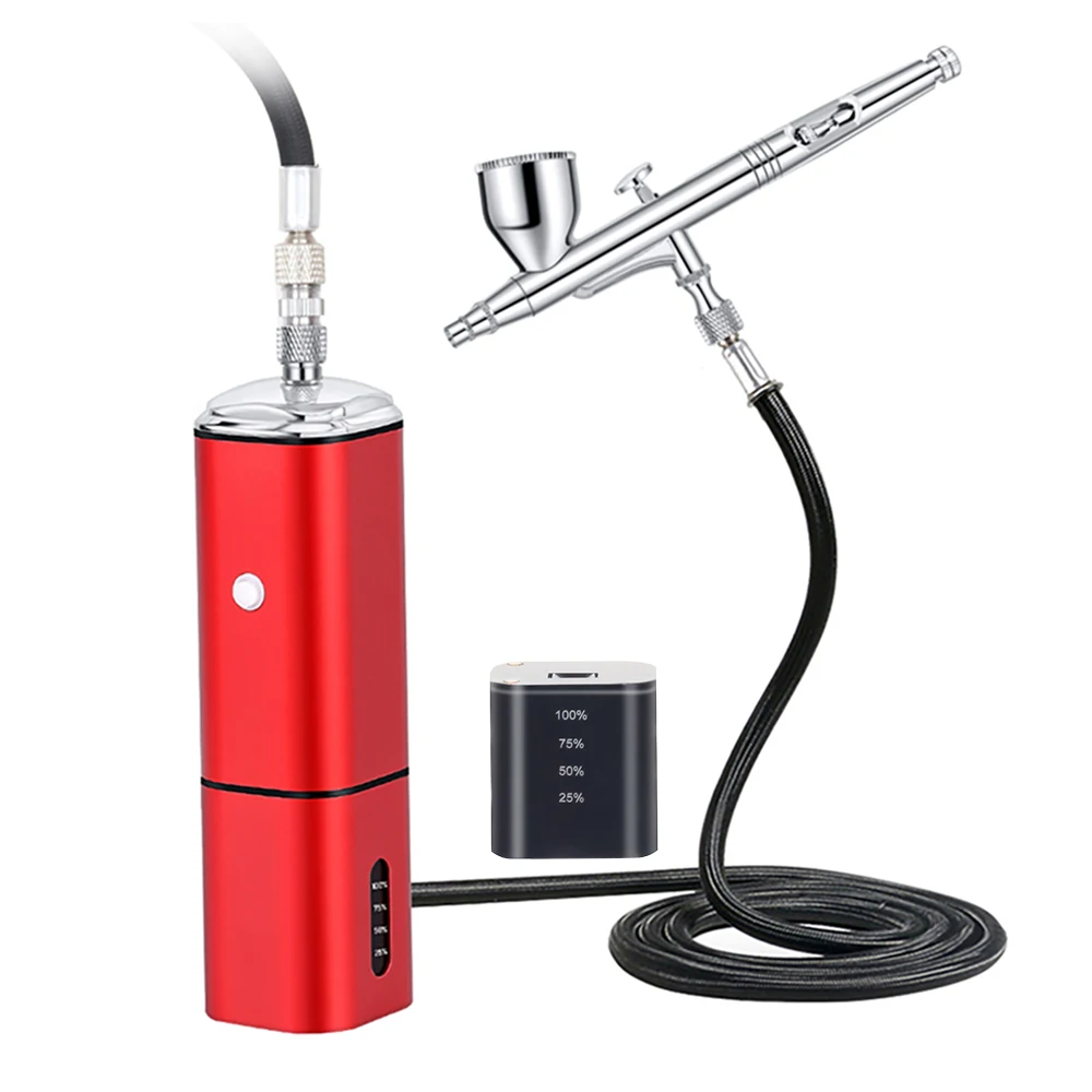 

Mini Airbrush Compressor Set Rechargeable Type C Professional Scale Models Mineral Art Design Home Diy Graffiti Graphic