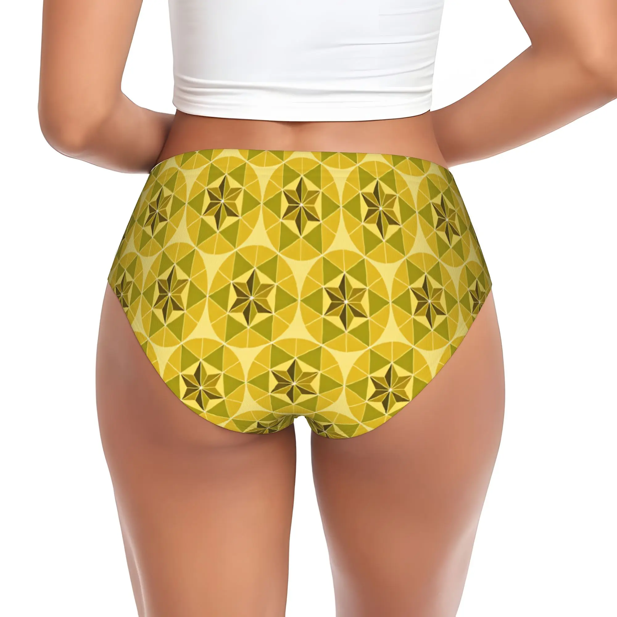 Islamic Geometric Six Pointed Star Pattern  Brief Panties Women's Breathable Stretch  Underwear