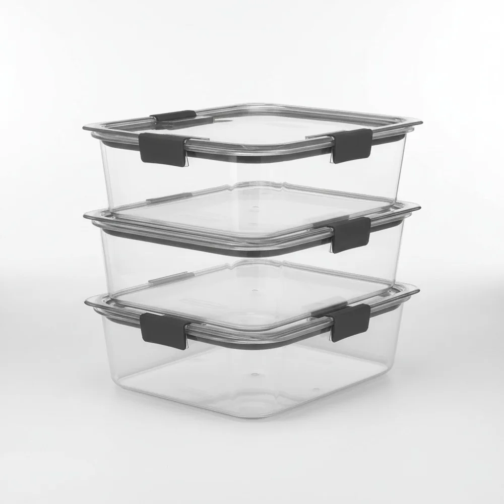 

Large 9.6 Cup Clear Food Storage Container Set, Leak-Proof Airtight for Meal Prep & Parties, 3-Pack
