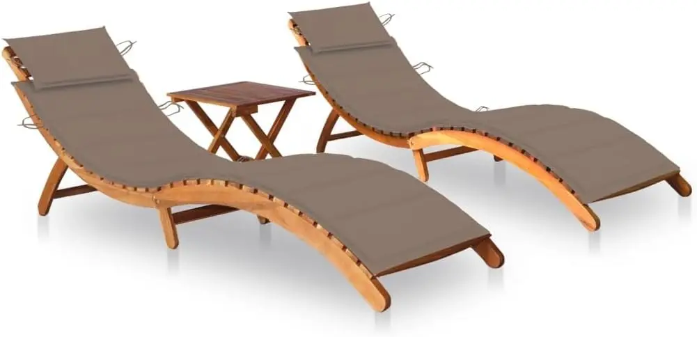 Vidaxl Patio Lounge Chair 2 Pcs, Outdoor Chaise Lounge Chair With Cushion, Sunlounger, Sunbed For Backyard Poolside, Retro