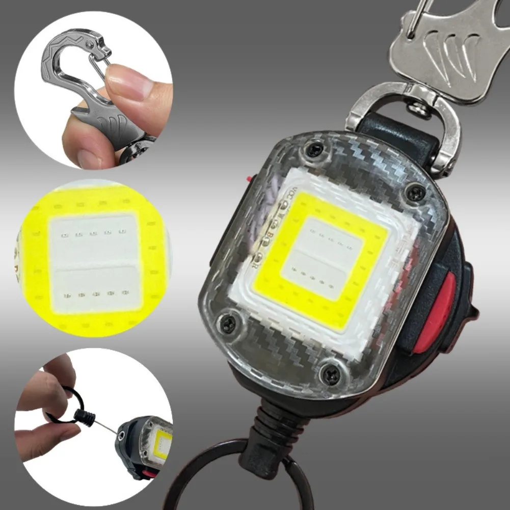 1pc Retractable Keychain Flashlight LED Work Light 300LM Flash Lighting Camping Light For Indoor Outdoor Use