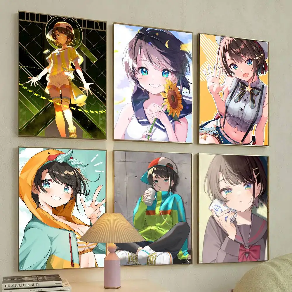 Oozora Subaru Anime Hololive Poster Art Sticky Wall Waterproof Home Living Room Bedroom Bar Aesthetic Decoration