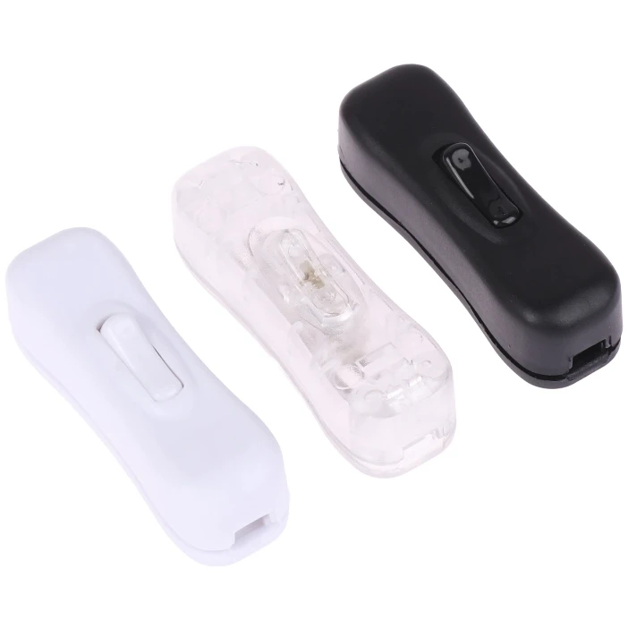 1Pc AC Power Cable Switch Connector 304 On Off Push Button Online White Black Transparent 220V Led Light Bulb Halfway Rocker