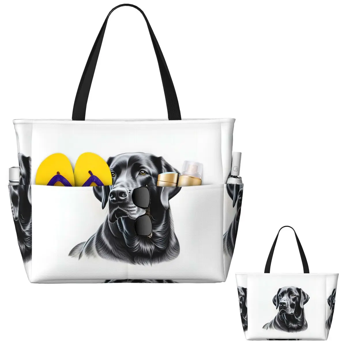 

Black Labrador Retriever Beach Tote Bag Sport Gym Yoga Duffle Large Tote Bag Women Travel Bag Fitness bag