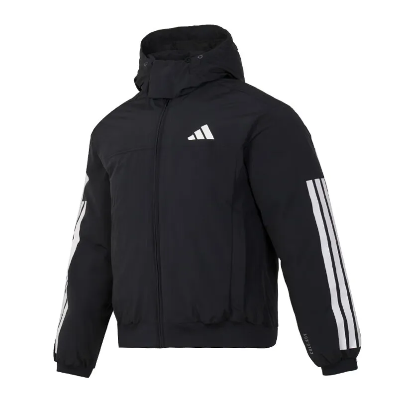 Adidas men's 2024 winter new outdoor windproof warm fashion eiderdown hooded sports down jacket JG3845