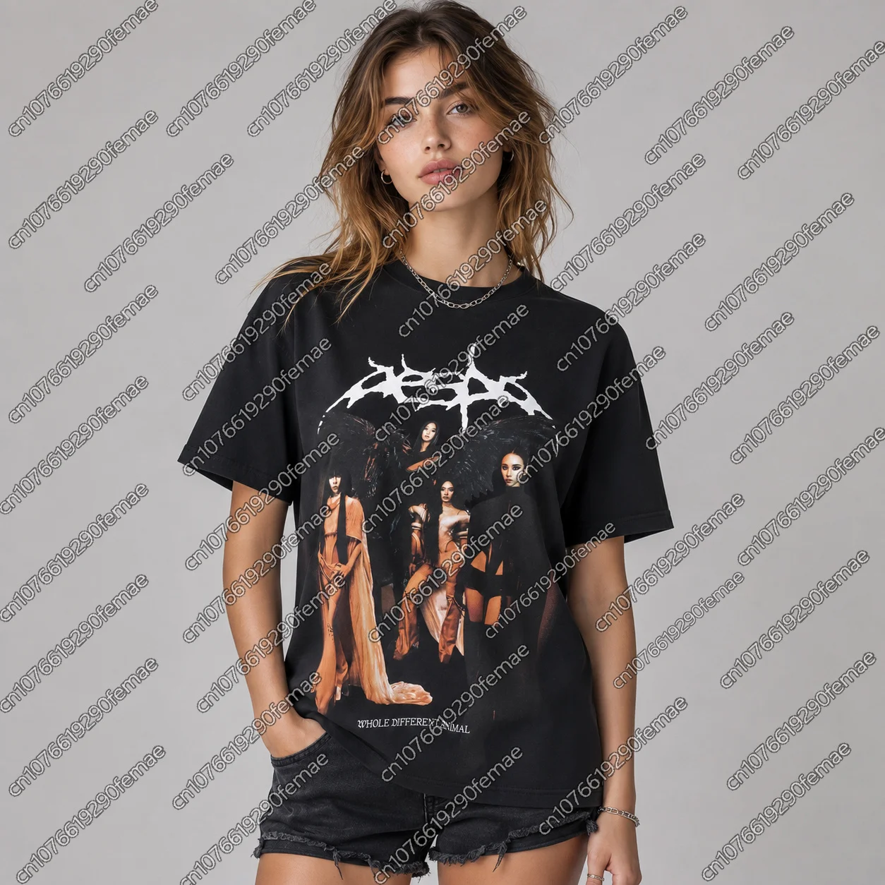 Streetwear Brand Graphic Designer - Kaos AESPA Wanita Lengan Pendek Longgar,