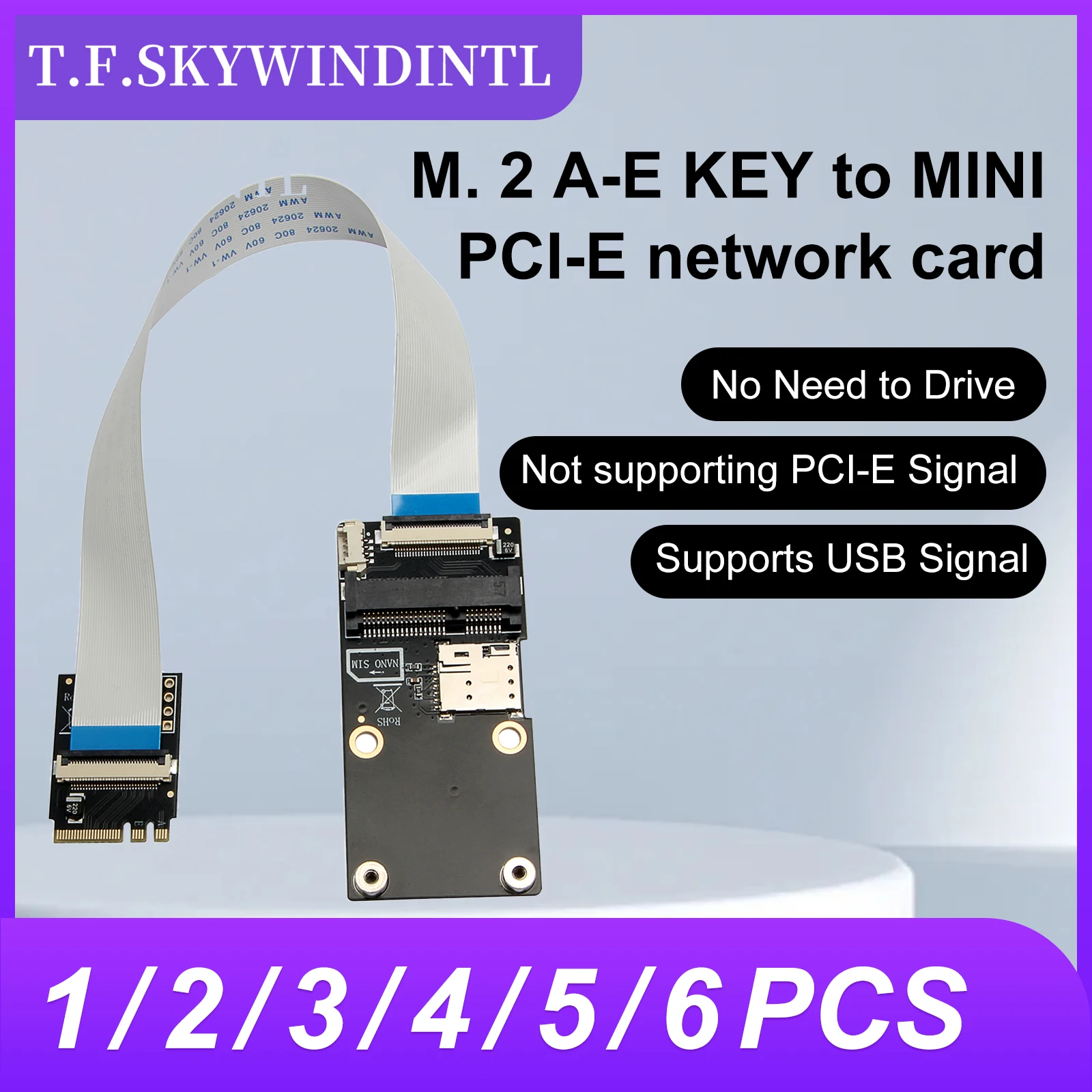 

M. 2 A-E KEY to MINIPCI-E Network Card M.2 NGFF key A-E to Mini PCI-E Adapter WiFi Wireless Adapter Supports Full Size Half Size