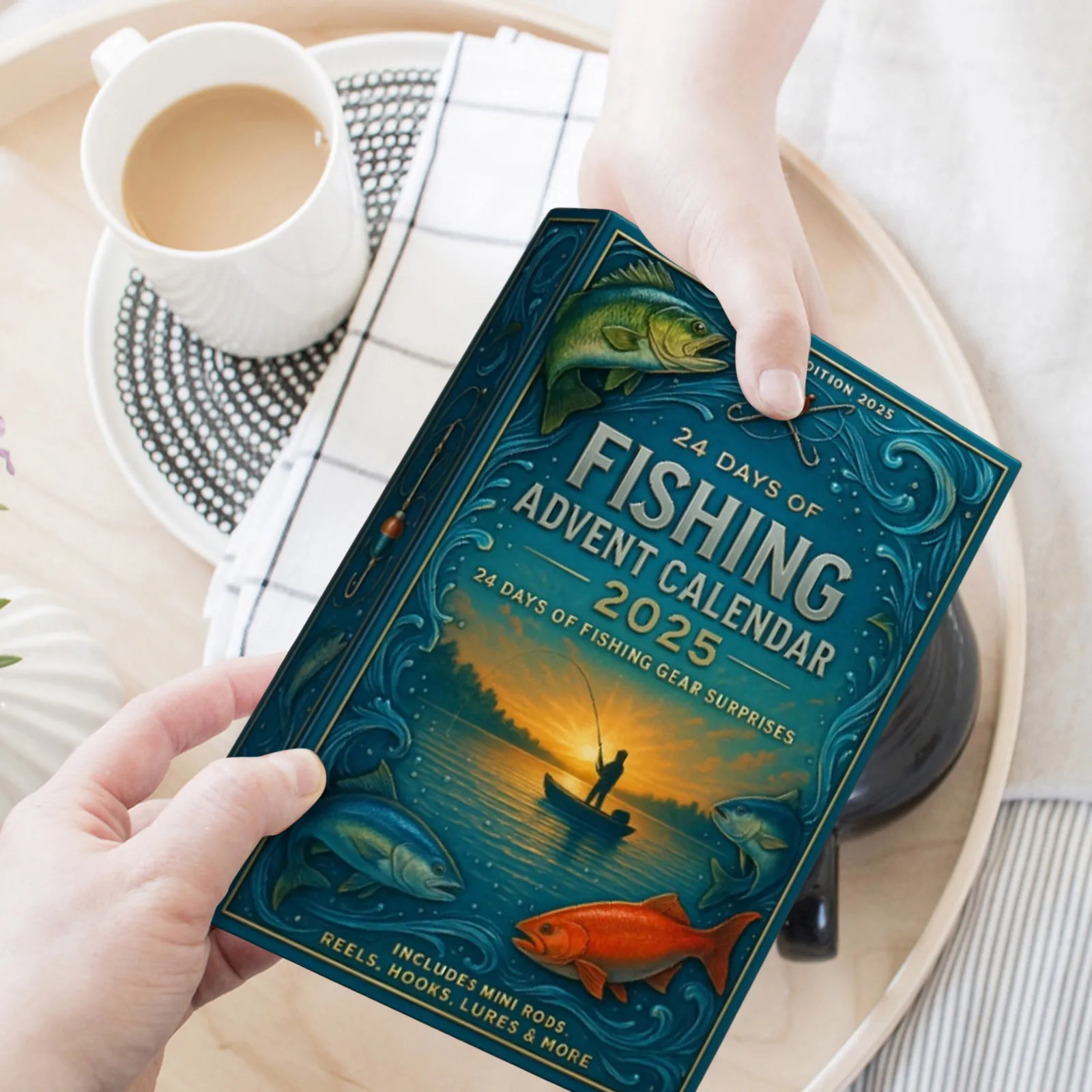 Minuterie de minutes sable 2020, calendrier de l'avent pour la pêche, pour hommes, adultes, pêcheurs, adolescents et 25 jours de compte à rebours de noël, chocolat