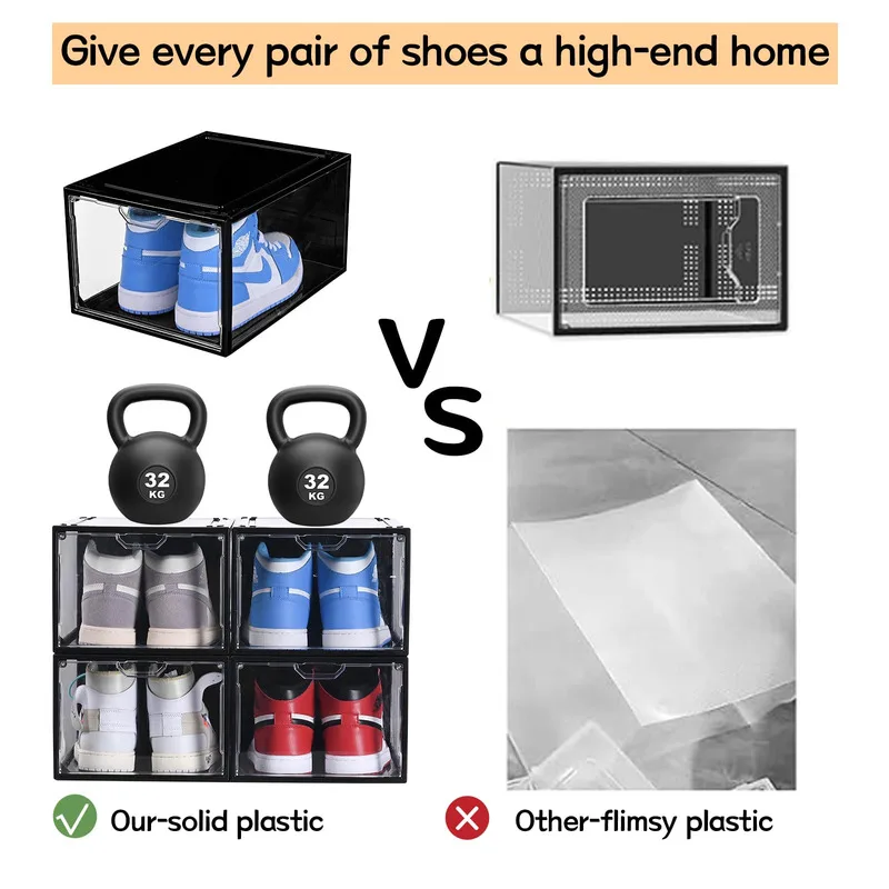 Sneakers Box Anti Oxidation Shoe Cabinet Hd Transparent Sports Shoe Storage Artifact Space Saving Organizer Home Clear Stackable