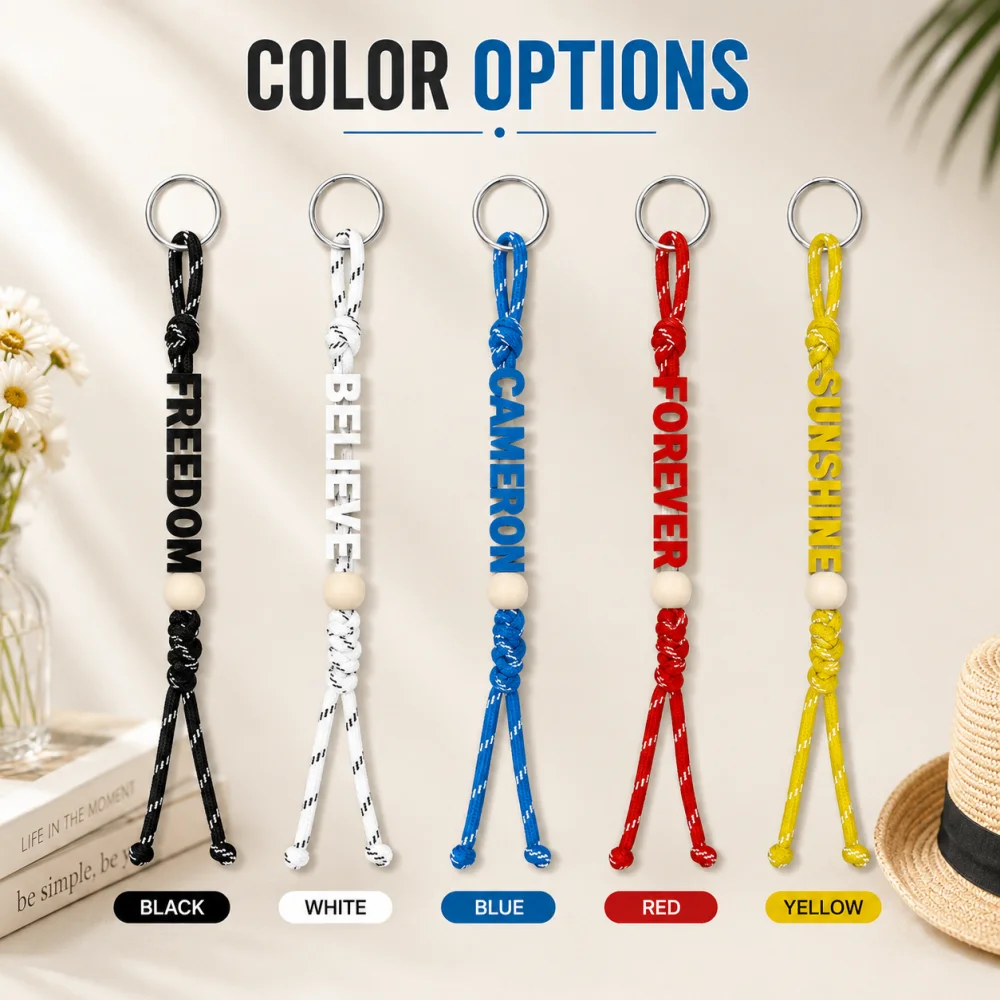 Customizable 3D Letter Rope Bag Charm, Personalized Keychain