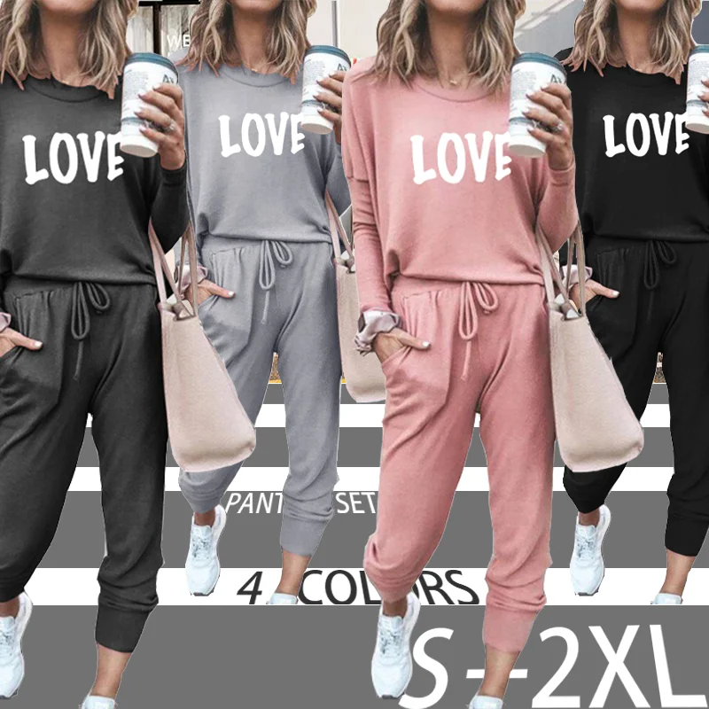 

Two Piece Set Casual Pant Sets 2024 Outfits For Women Solid Summer Autumn Streetwear Long Sleeve Top+Pants Loose Outfits