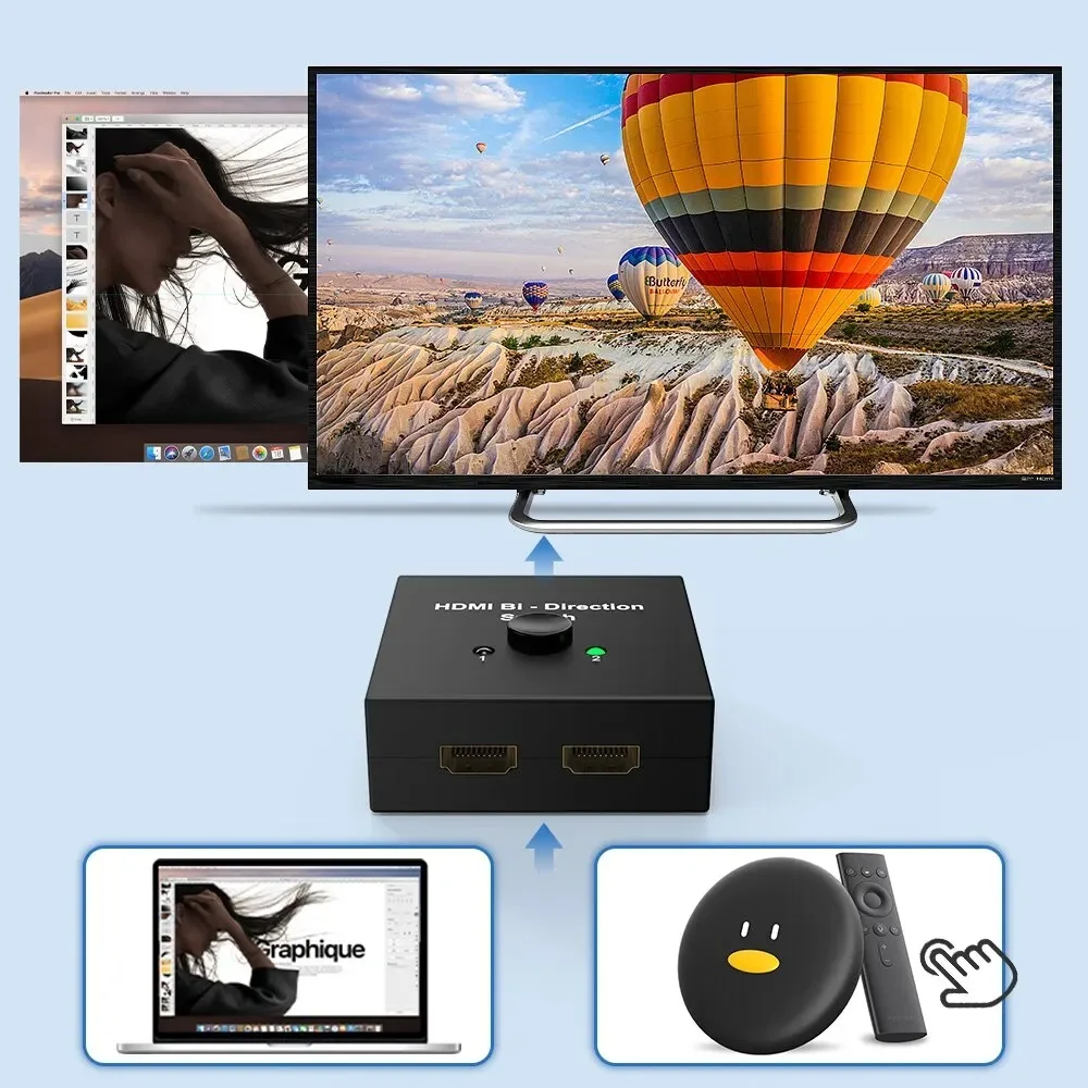 4K HDMI-متوافق مع الفاصل 2 منافذ ثنائية الاتجاه الجلاد 1 في 2 خارج HDMI محول لأجهزة الكمبيوتر المحمول Xbox PS3/4/5 TV Box محول