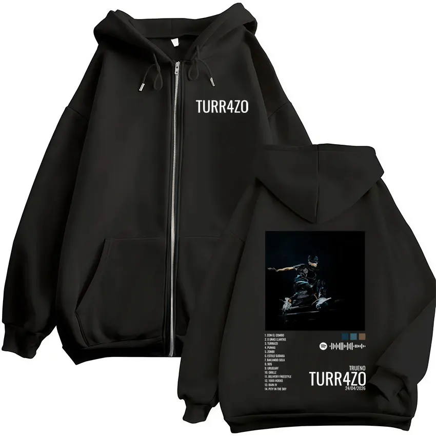 Rapper Trueno Turr4zo Album Graphic Print Zipper Hoodies Men Women Clothing Fashion Zip Up Fleece Hooded Sweatshirts Jacket Coat