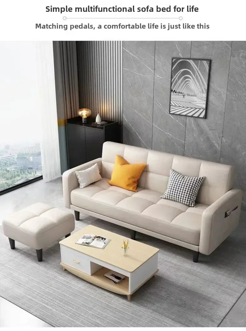 Minimalist Fabric Folding Sofa Bed Expanded Floor Bed Layout