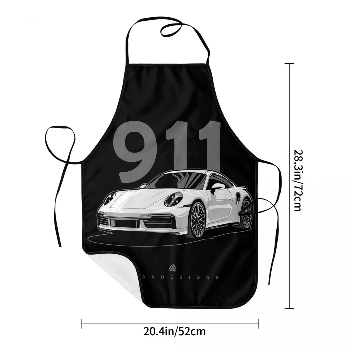 911 Turbo Illustration Graphics Apron Chef Cooking Cuisine Tablier Waterproof Bib Kitchen Cleaning Pinafore for Women Men