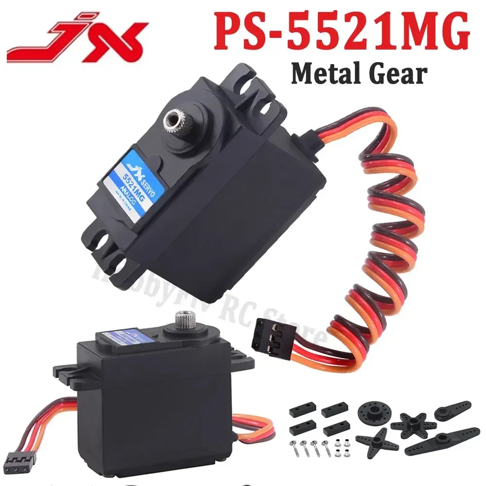 JX PS-5521MG 75g 20,3kgfulukcm@6V Metal Gear Servo - Alto torque para carros RC 1:8 (direção), robôs (articulares) e aviões (embros)